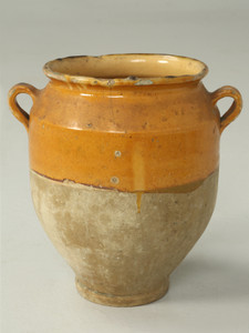 Antique Country French Confit Pot in their Classic Mustard Glaze No prior Repair Antique Country French Confit Pot in their Classic Mustard Glaze No prior Repair