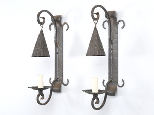 Antique Pair Arts & Craft Wall Sconces Copper and Metal Great Patina Unrestored