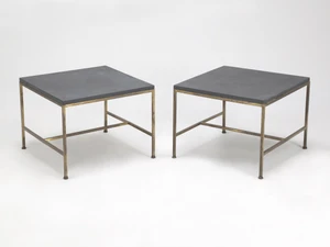 Pair MCM Brass Coffee Tables Attrib. Paul McCobb