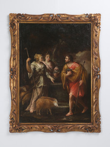 Large French Oil Painting c1700's Biblical Story of Rebekah and Abraham's Servant Large French Oil Painting c1700's Biblical Story of Rebekah and Abraham's Servant