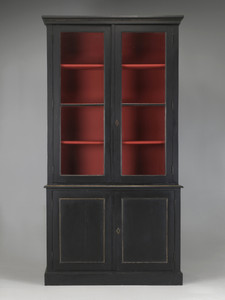 Antique French Black Louis XVI Bookcase or China Cabinet c1800's Nicely Restored Antique French Black Louis XVI Bookcase or China Cabinet c1800's Nicely Restored