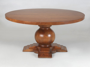Large Round Pedestal Cherrywood Dining Table Comfortably Seats (8) 60" Diameter Large Round Pedestal Cherrywood Dining Table Comfortably Seats (8) 60" Diameter