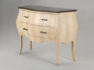 Vintage French Style Bombé Commode with a Great Faux Marble Top and Aged Paint Vintage French Style Bombé Commode with a Great Faux Marble Top and Aged Paint