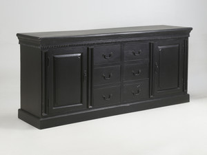 Black Hand-Painted Buffet or Sideboard probably made in Asia Well Constructed Black Hand-Painted Buffet or Sideboard probably made in Asia Well Constructed
