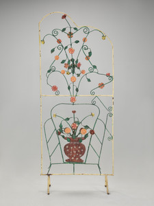 Vintage Italian Painted Metal Flower Motif Screen or Partial Space Divider c1960's