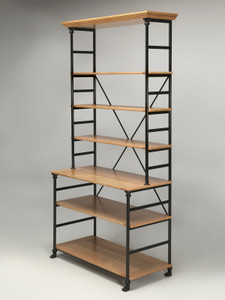 French Inspired Industrial Shelves Old Plank Available Any Dimension or Material | Left Angle Facing View French Inspired Industrial Shelves Old Plank Available Any Dimension or Material | Left Angle Facing View