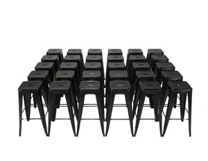 Tolix French Bar Height Stools in Glossy Black