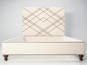 Custom Made Upholstered Bed w/ Nail Trim Custom Made Upholstered Bed w/ Nail Trim