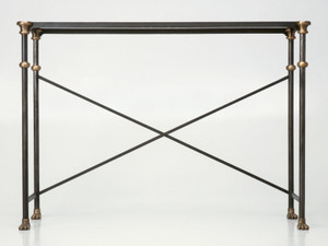 Custom Steel & Bronze Console Table Base Front View Custom Steel & Bronze Console Table Base Front View
