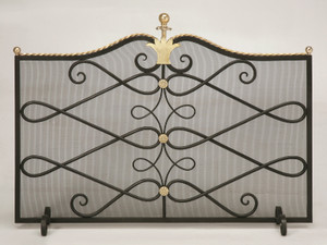 Custom Steel & Brass Fireplace Screen w/ Mesh Custom Steel & Brass Fireplace Screen w/ Mesh