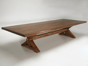 Custom French Style Farmhouse Reclaimed Oak 12-17 Foot Dining Table w/ Matching Leaves Custom French Style Farmhouse Reclaimed Oak 12-17 Foot Dining Table w/ Matching Leaves