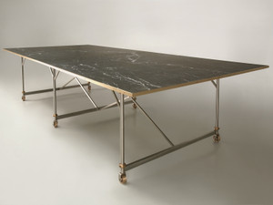 Industrial Style Stainless Steel and Solid Bronze Table Base, Marble Optional Industrial Style Stainless Steel and Solid Bronze Table Base, Marble Optional