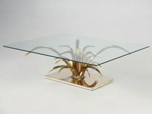 Attributed to Christian Techqueyres for Masion Jansen Doré Bronze Coffee Table Angled