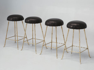 Solid Brass Counter Stools - Jansen Inspired Angled Solid Brass Counter Stools - Jansen Inspired Angled