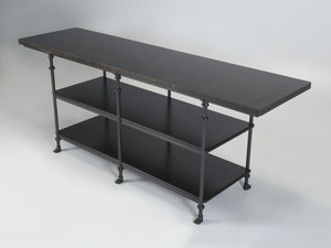 French Industrial Inspired Zinc, Bronze Handmade Kitchen Island Built to Order French Industrial Inspired Zinc, Bronze Handmade Kitchen Island Built to Order