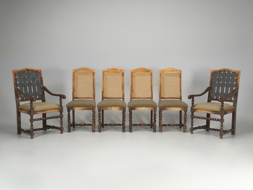 Set of 6 Antique French Barley Twist Dining Chairs main view