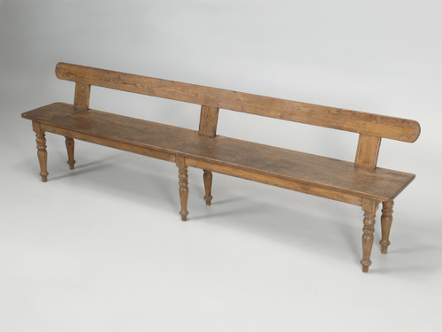 Antique English Oak Bench Comfortable Great Patina Original Finish Late 1800's Full Side View