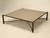 Custom Mid-Century Modern Steel & Stone Coffee Table angled left