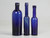 Collection of '15' Cobalt Blue Caster Oil Hand Blown Bottles Made in 1800s, United Kingdom 3 bottle height view