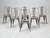 Original French Tolix Glossy Grey Powder-Coated Steel Stacking Chairs - Set of (6)