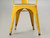 Vintage French Tolix Sunrise Yellow Powder-Coated Steel Stacking Chairs w/ Black Vinyl Seats - Set of (4)