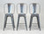 Original Tolix Matte Blue Grey Raw Steel High Back Counter Stool- Set of 3