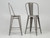 Genuine French Tolix Glossy Grey Powder-Coated Steel High Back Counter Stools - Set of (2)
