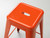 Authentic French Tolix Orange Tolix Stools Powder-Coated Steel Stacking - Set of (2)