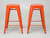 Authentic French Tolix Orange Tolix Stools Powder-Coated Steel Stacking - Set of (2)