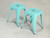 Genuine French Tolix Cyan Blue Stacking Dining Table Height Stools - Set of (2)