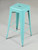 Pair of Original French Tolix Cyan Blue RAL 6027 Powder-Coated Steel Stacking H75 Bar Stools