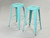 Pair of Original French Tolix Cyan Blue RAL 6027 Powder-Coated Steel Stacking H75 Bar Stools