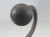 Wrought Iron Fireplace Andirons. Modernist Curled Form with Sphere Top c1940's