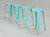 Set of 4 Original French Tolix Cyan Blue RAL 6027 Powder-Coated Steel Stacking H75 Bar Stools Set of 4 Original French Tolix Cyan Blue RAL 6027 Powder-Coated Steel Stacking H75 Bar Stools