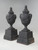 Pair of Vintage Cast Iron Neoclassical Urns Matching Cast Iron Plinths c1900's