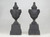 Pair of Vintage Cast Iron Neoclassical Urns Matching Cast Iron Plinths c1900's