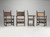 Antique Set of (4) Spanish Dining Chairs Tooled Leather Requiring Restoration