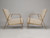 Gilded Metal Faux Bamboo Upholstered Lounge Chairs in the Maison Jansen Style