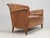 Vintage French Pair of Leather Club Chairs, Matching Settee c1930's