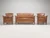 Vintage French Pair of Leather Club Chairs, Matching Settee c1930's