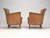 Vintage French Pair of Leather Club Chairs, Matching Settee c1930's