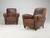 Vintage French Art Deco Club Chairs, Leather, 1930s-1940s