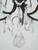French Vintage Five-Light Bronze Chandelier Crystal Droplets
