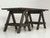 Industrial Antiqued Zinc Top Desk, or Kitchen Table On Pair of Sawhorses