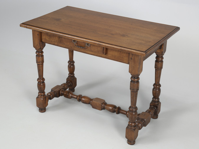 Antique French Oak Ladies Writing Desk Angled