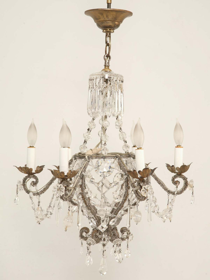 Vintage Beaded and Crystal Chandelier Front