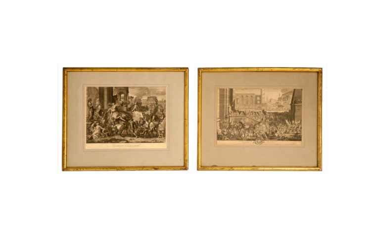 Pair of Original Antique French Triumph Etchings main view
