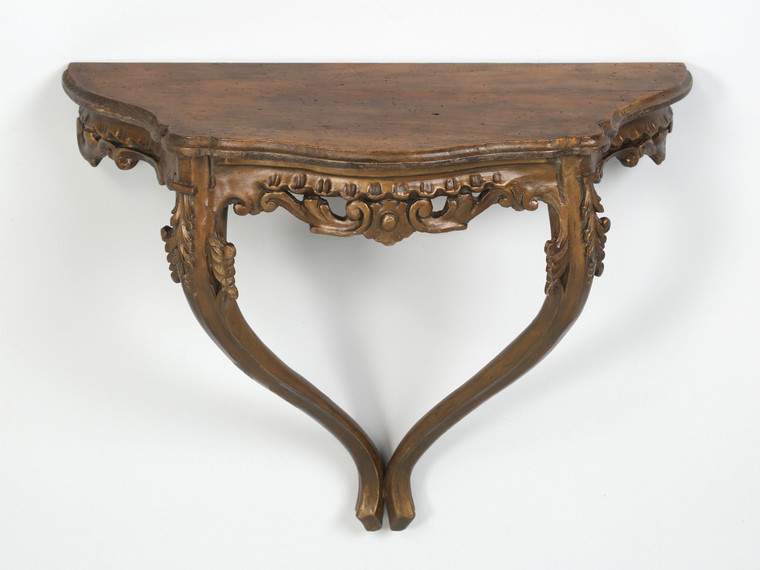 Antique French Hand-Carved Wall-Mounted Console Table Full view