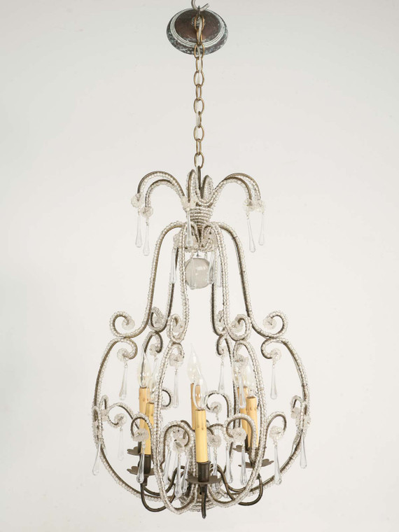 Petite Beaded 6-lite Chandelier Front View