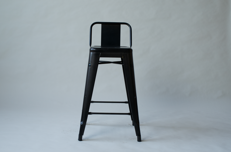 Original Tolix Black Matte Counter Stool w/ Low Back